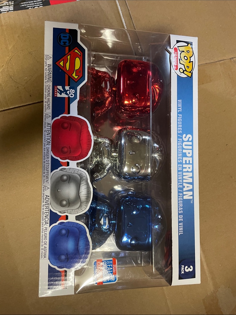 Funko Pop! Superman 3-Pack Metallic Red Silver Blue Vinyl Figures